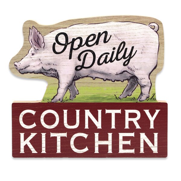Country Kitchen Pig Chunky Wood Decor Open Road Brands ShopORB